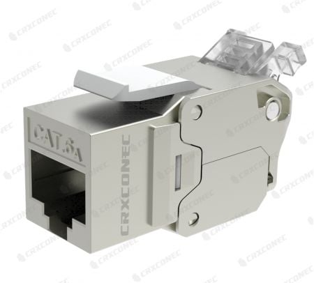 Keystone Ethernet tipo clamper Cat.6A blindado sin herramientas para 10G - Keystone de cable Cat.6A sin herramientas con sujetacables